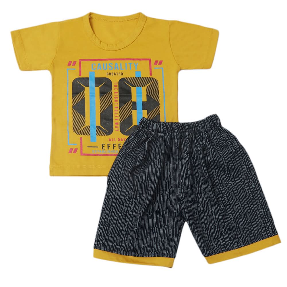 Boys Half Sleeves Short Suit - Mustard, Kids, Boys Sets And Suits, Chase Value, Chase Value
