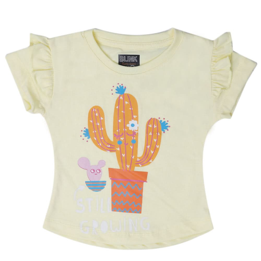 Girls Half Sleeves T-Shirt - Lemon, Kids, Girls T-Shirts, Chase Value, Chase Value