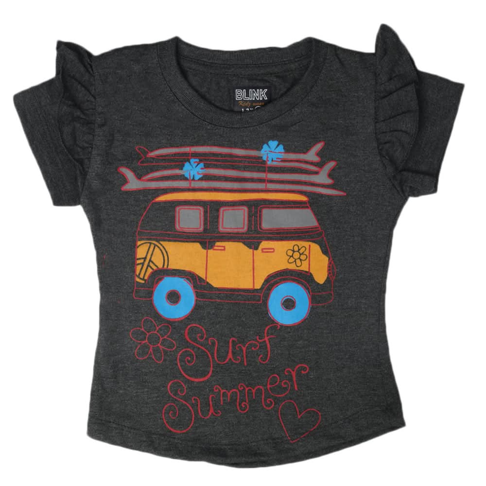 Girls Half Sleeves T-Shirt - Grey, Kids, Girls T-Shirts, Chase Value, Chase Value