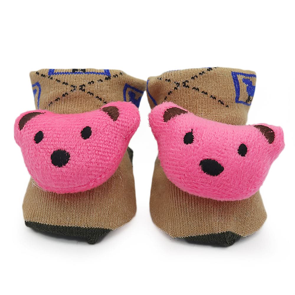 Baby Socks Booties - Pink - Light Brown, Kids, NB Shoes And Socks, Chase Value, Chase Value