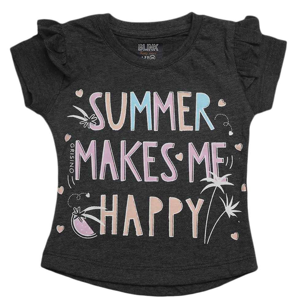 Girls Half Sleeves T-Shirt - Grey, Kids, Girls T-Shirts, Chase Value, Chase Value