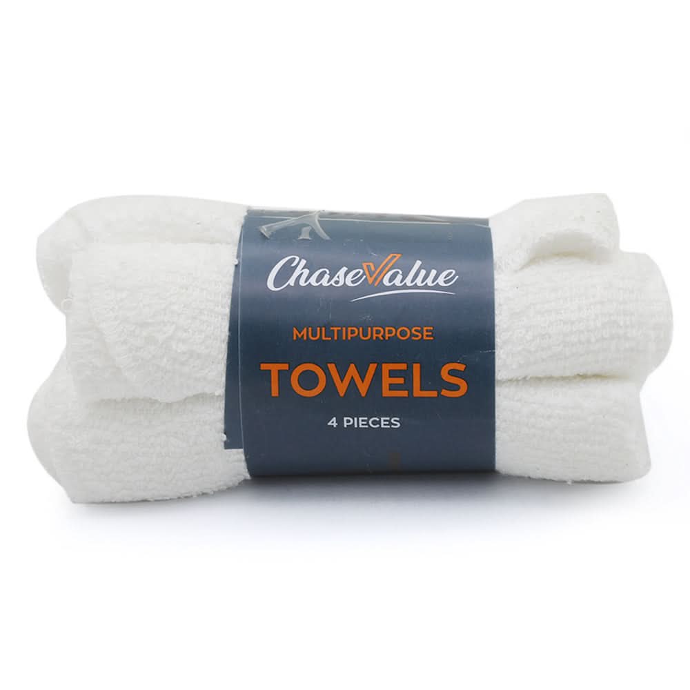 Multipurpose Towels 4Pcs - White, Home & Lifestyle, Bath Towels, Chase Value, Chase Value