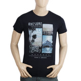 Men's Half Sleeves Printed T-Shirt - Navy Blue, Men, T-Shirts And Polos, Chase Value, Chase Value