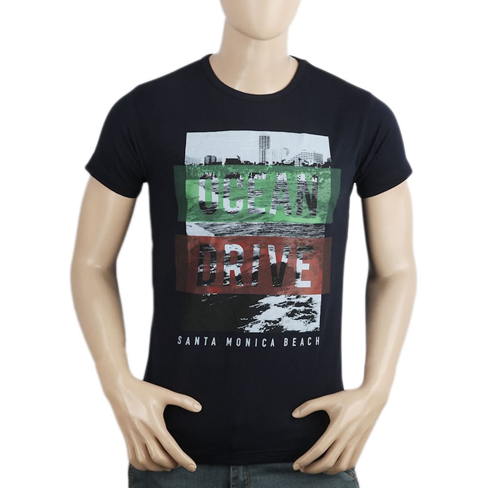Men's Half Sleeves Printed T-Shirt - Navy Blue, Men, T-Shirts And Polos, Chase Value, Chase Value
