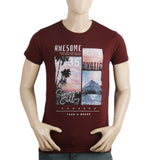 Men's Half Sleeves Printed T-Shirt - Maroon, Men, T-Shirts And Polos, Chase Value, Chase Value