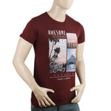 Men's Half Sleeves Printed T-Shirt - Maroon, Men, T-Shirts And Polos, Chase Value, Chase Value