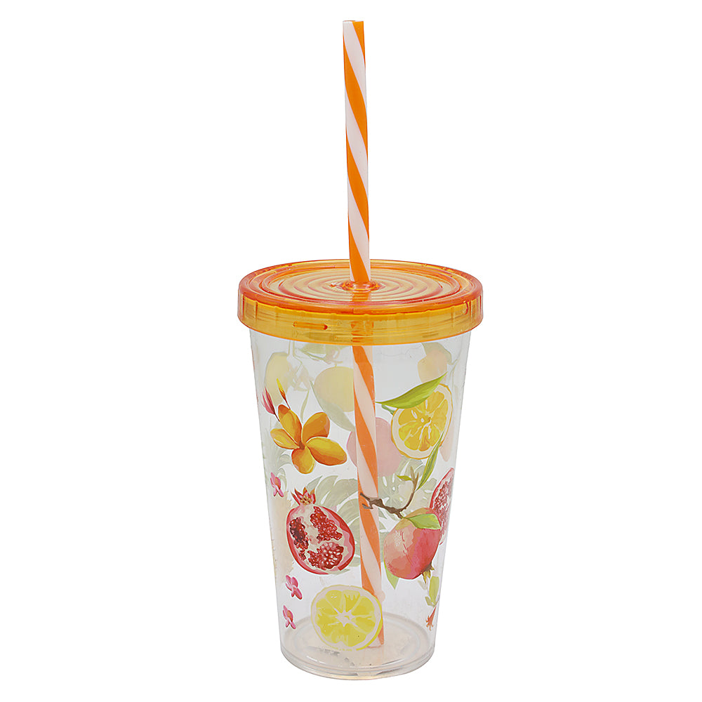 Decorated Tumbler with Straw - Fruits, Home & Lifestyle, Glassware & Drinkware, Chase Value, Chase Value