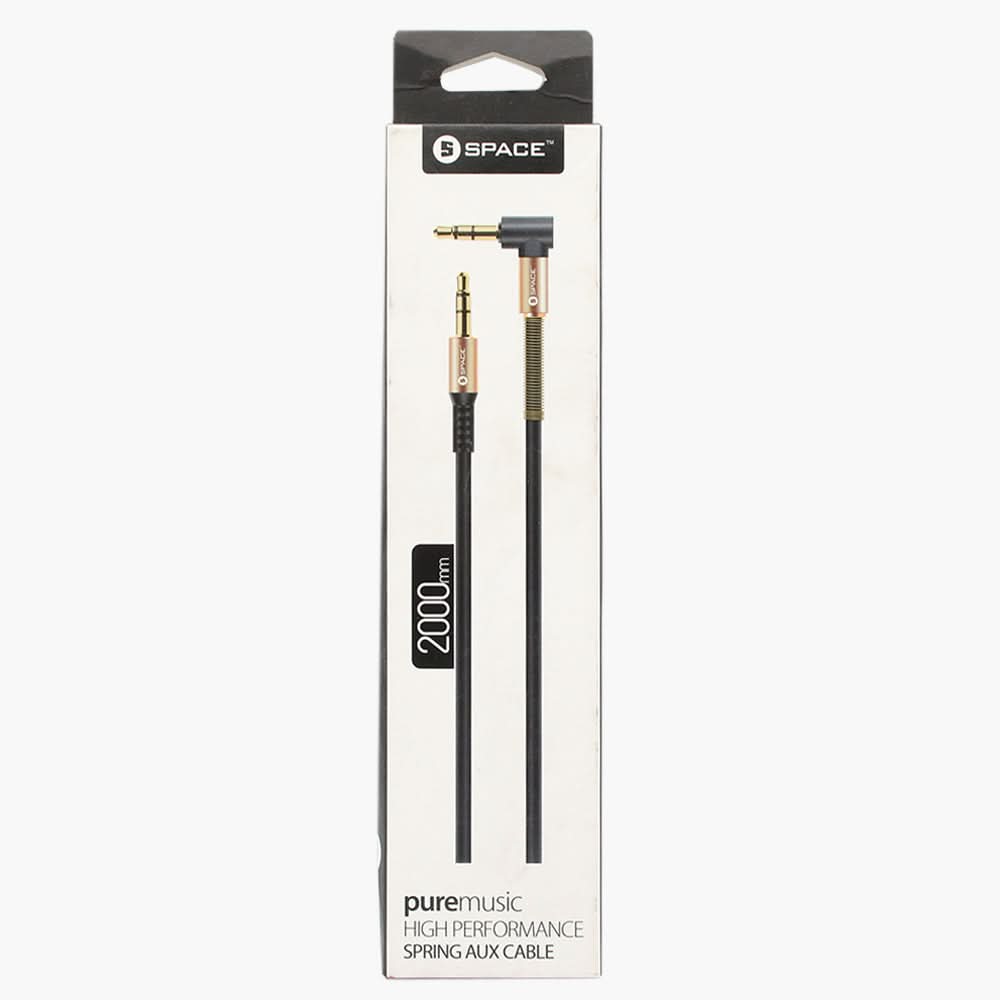 Spring Aux Cable 2000Mm Ax-495 - Black, USB Cables, Chase Value, Chase Value