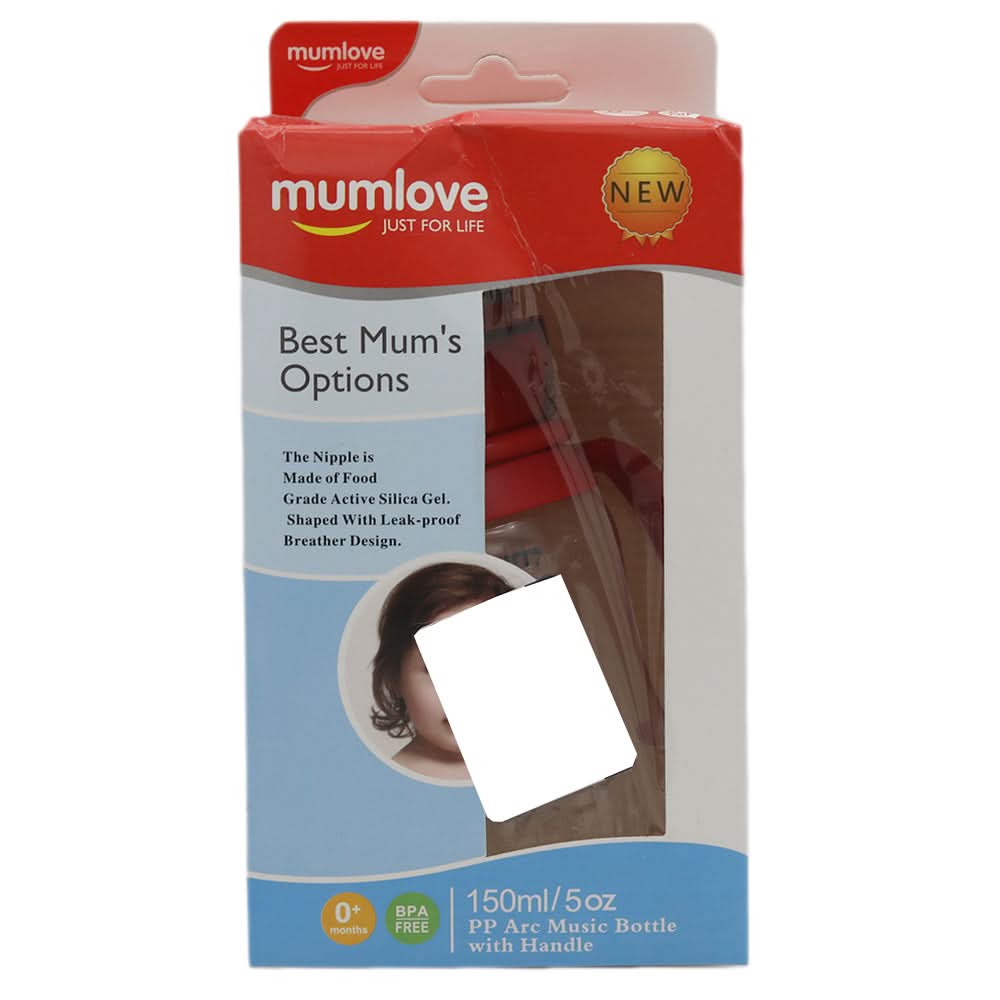 Mum Love Baby Bottle with Handle Ring 150ml B0328-B - Red, Kids, Feeding Supplies, Chase Value, Chase Value