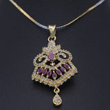 Women's American Diamond Locket Set - Golden Maroon, Women, Jewellery Set, Chase Value, Chase Value