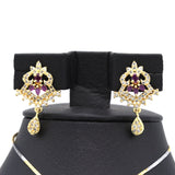 Women's American Diamond Locket Set - Golden Maroon, Women, Jewellery Set, Chase Value, Chase Value