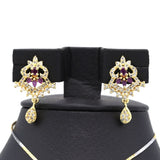 Women's American Diamond Locket Set - Golden Maroon, Women, Jewellery Set, Chase Value, Chase Value
