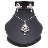 Women's American Diamond Locket Set - Silver Pink, Women, Jewellery Set, Chase Value, Chase Value