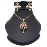 Women's American Diamond Locket Set - Golden Red, Women, Jewellery Set, Chase Value, Chase Value