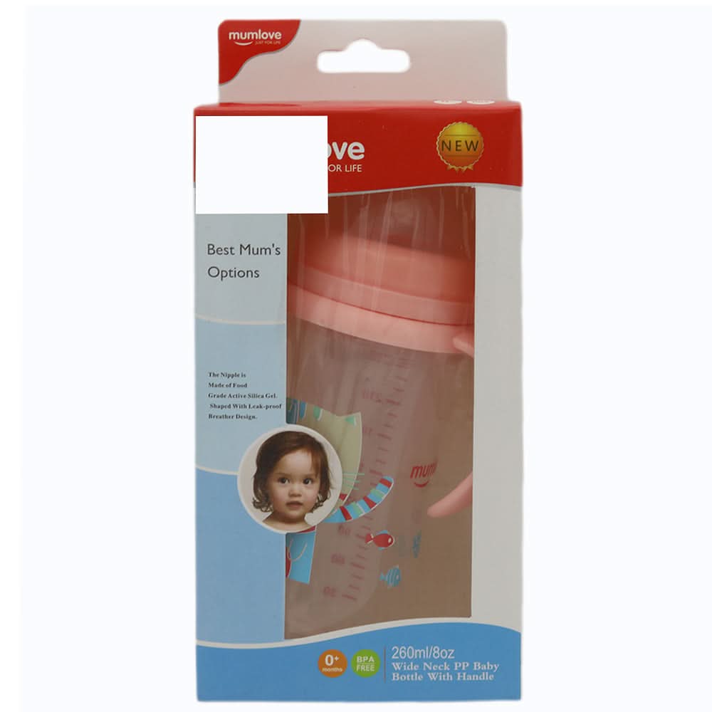 Mum Love Feeding Bottle Wide Neck 260ml B6061 - Peach, Kids, Feeding Supplies, Chase Value, Chase Value