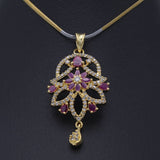 Women's American Diamond Locket Set - Golden Red, Women, Jewellery Set, Chase Value, Chase Value