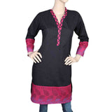 Women's Printed Cotton Kurti - Black, Women, Ready Kurtis, Chase Value, Chase Value