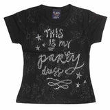 Girls Half Sleeve Glitter T-Shirt - Black - test-store-for-chase-value
