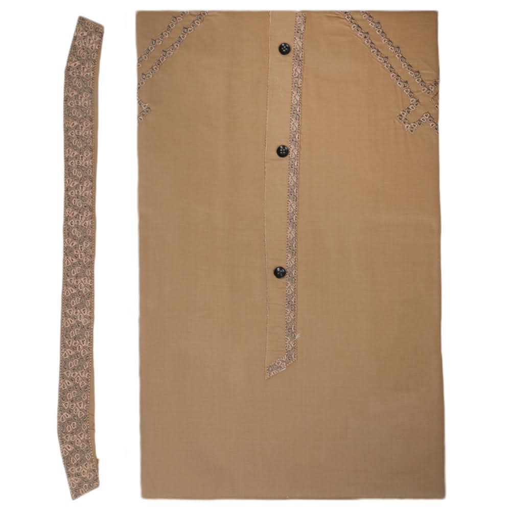 Men's Mashriq Embroidered Un-Stitched Suit - Dark Brown, Men, Unstitched Fabric, Chase Value, Chase Value