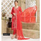 Luxury Embroidered Chiffon Semi-Stitched Suit - EKR-279, Women, 3Pcs Shalwar Suit, Rana Arts, Chase Value
