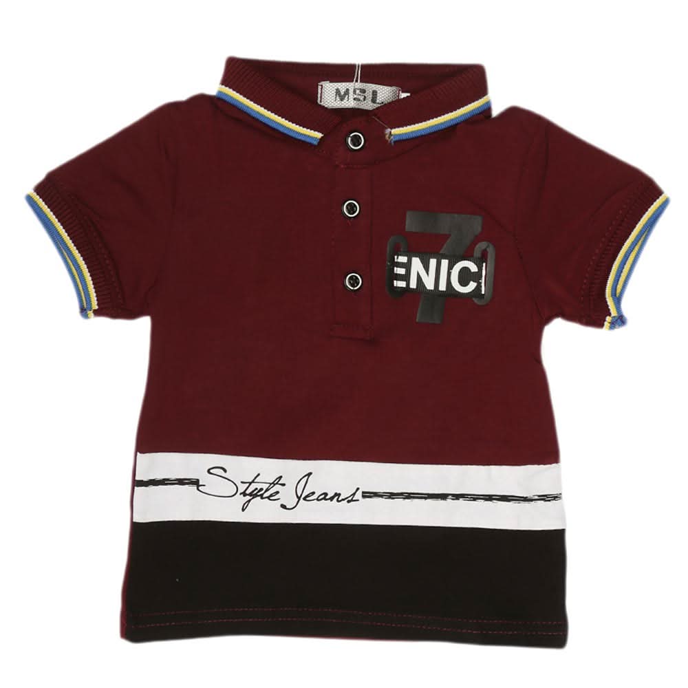 Boys Half Sleeves Polo T-Shirt - Maroon, Kids, Boys T-Shirts, Chase Value, Chase Value
