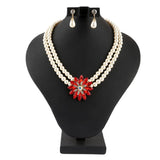 Women's Pearl Locket Set - Maroon - test-store-for-chase-value
