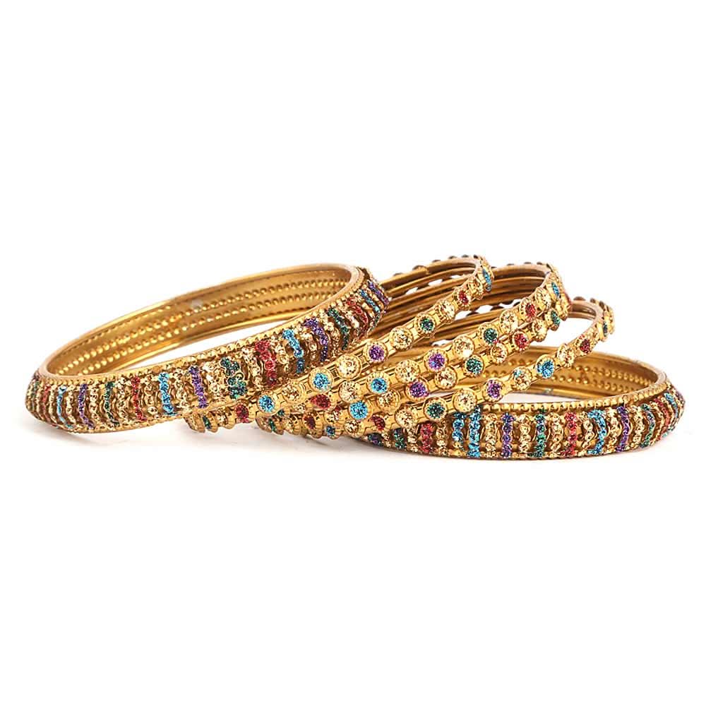 Girl's Fancy Bangles 6 Pcs - Golden - Multi - test-store-for-chase-value