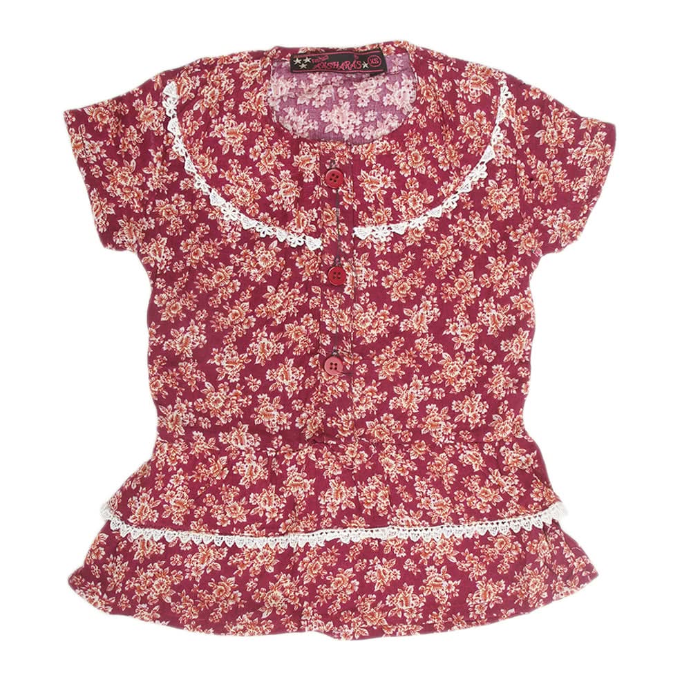 Girls Woven Half Sleeves Top - Dark Purple, Kids, Tops, Chase Value, Chase Value