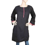 Women's Cotton Plain Kurti - Black, Women, Ready Kurtis, Chase Value, Chase Value