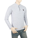 Men's Full Sleeves Round Neck Lycra Printed T-Shirt - Grey, Men, T-Shirts And Polos, Chase Value, Chase Value