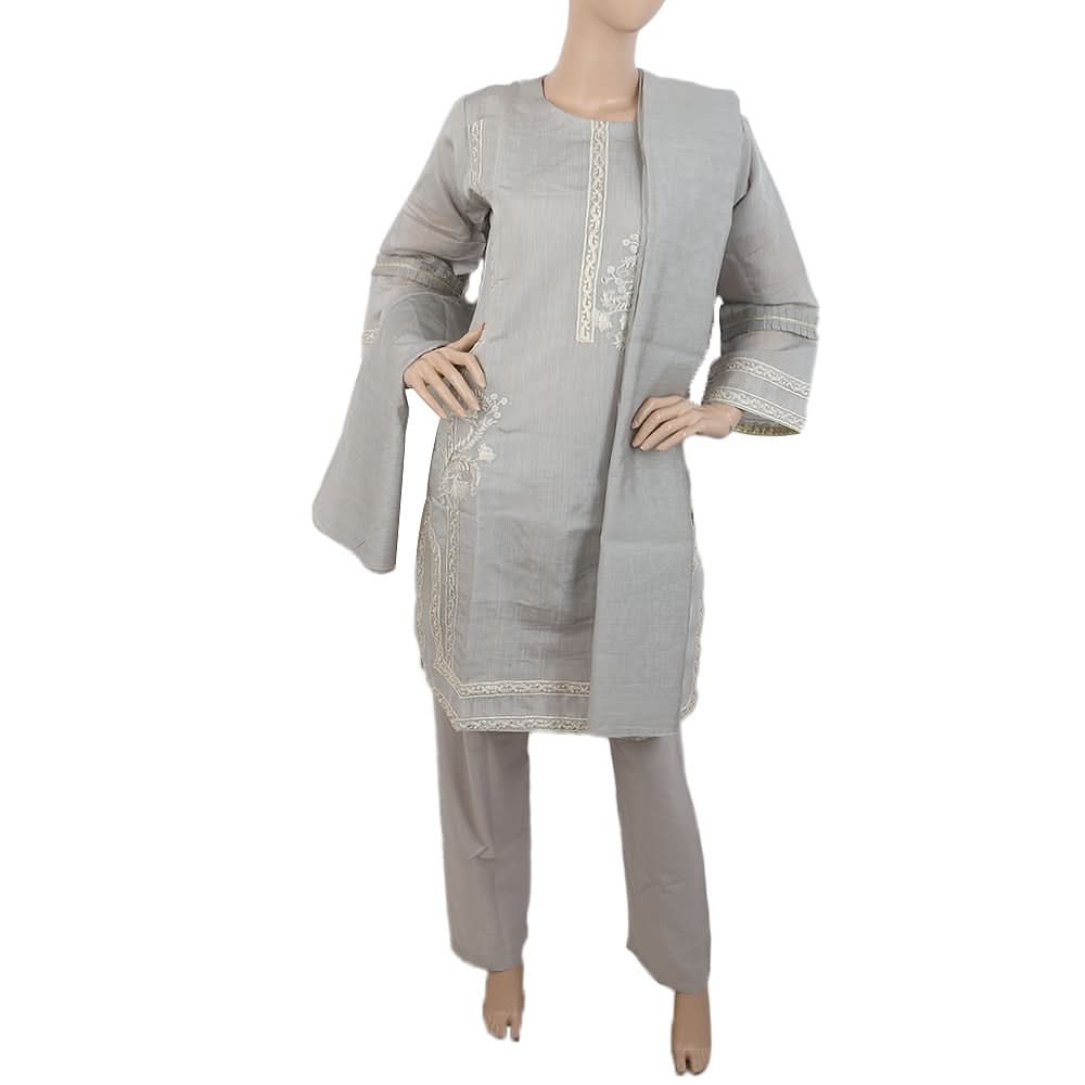 Women's Embroidered Fancy 3Pcs Suit - Grey, Women, Shalwar Suits, Chase Value, Chase Value