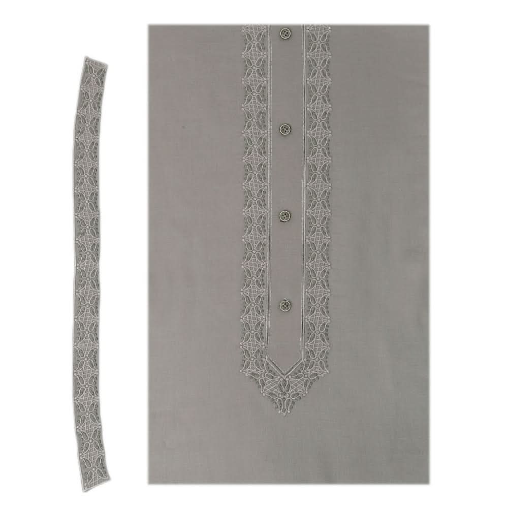 Men's Mashriq Embroidered Un-Stitched Suit - Grey, Men, Unstitched Fabric, Chase Value, Chase Value