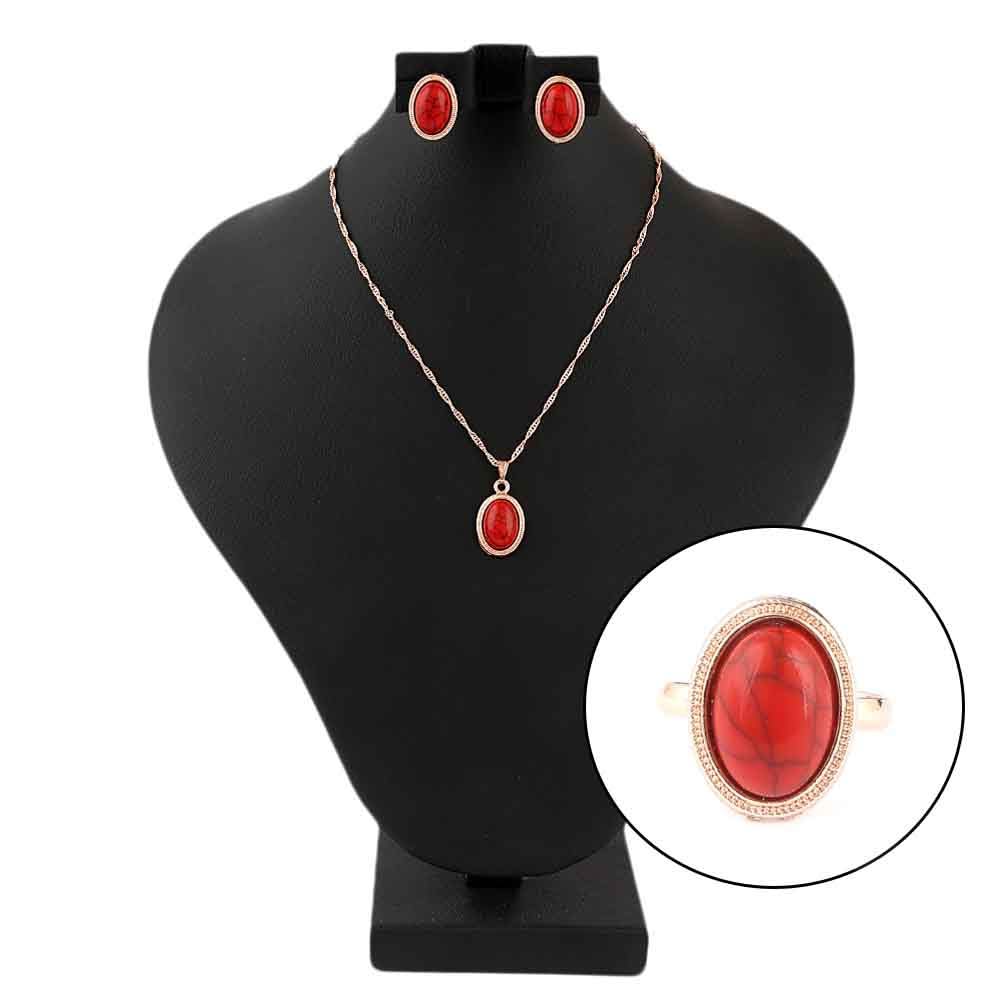 Women's Fancy Locket Set - Golden - Red - test-store-for-chase-value