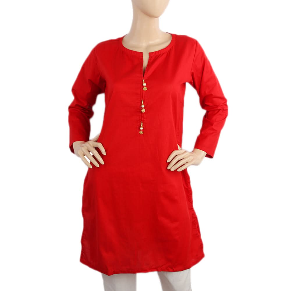 Women's Doria Kurti - Red, Women Ready Kurtis, Chase Value, Chase Value