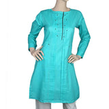 Women's Kurti Plain - Cyan, Women, Ready Kurtis, Chase Value, Chase Value