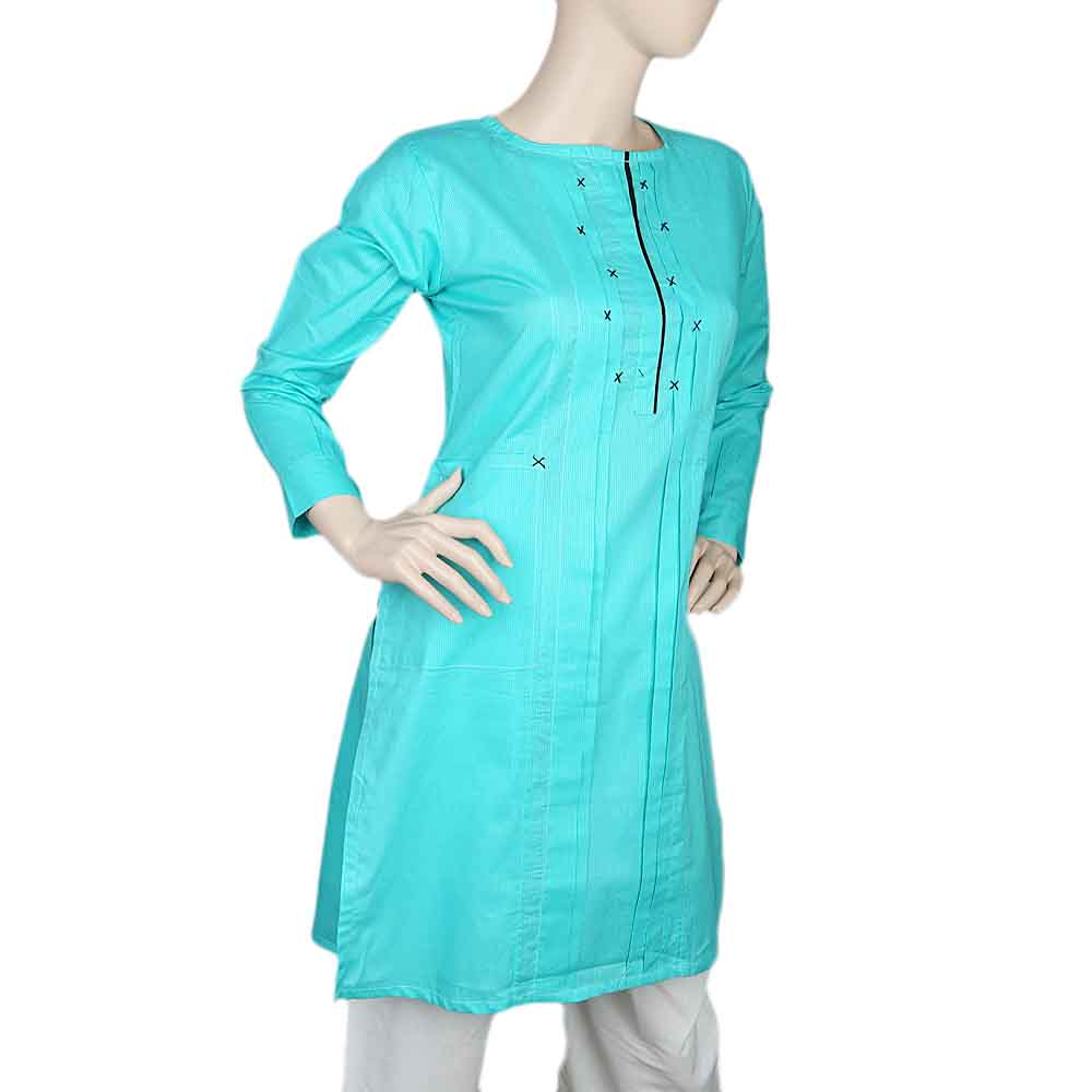 Women's Kurti Plain - Cyan, Women, Ready Kurtis, Chase Value, Chase Value