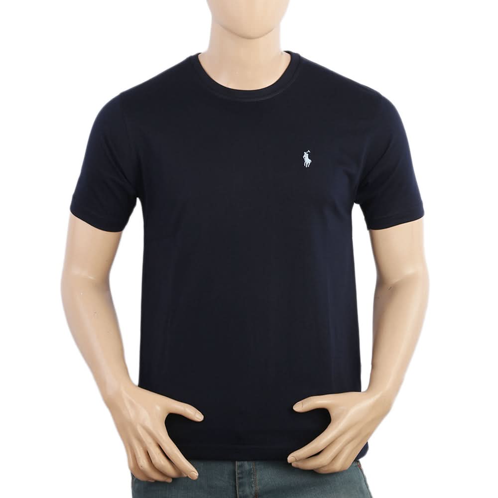 Men's Half Sleeves Round Neck Logo T-Shirt - Dark Blue, Men's T-Shirts & Polos, Chase Value, Chase Value