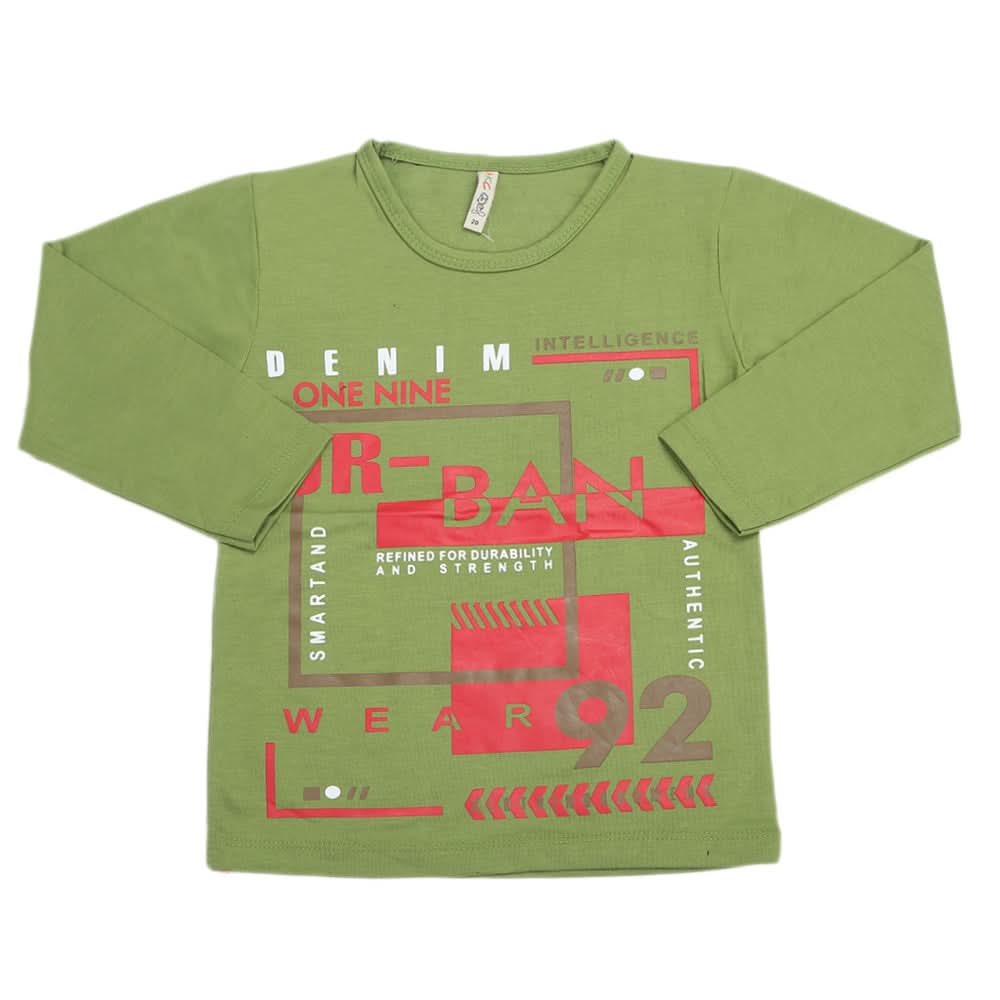 Boys Full Sleeves T-Shirt 8737 - Green, Kids, Boys T-Shirts, Chase Value, Chase Value
