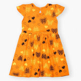 Girl's Half Sleeves Frock - Orange, Girls Frocks, Chase Value, Chase Value
