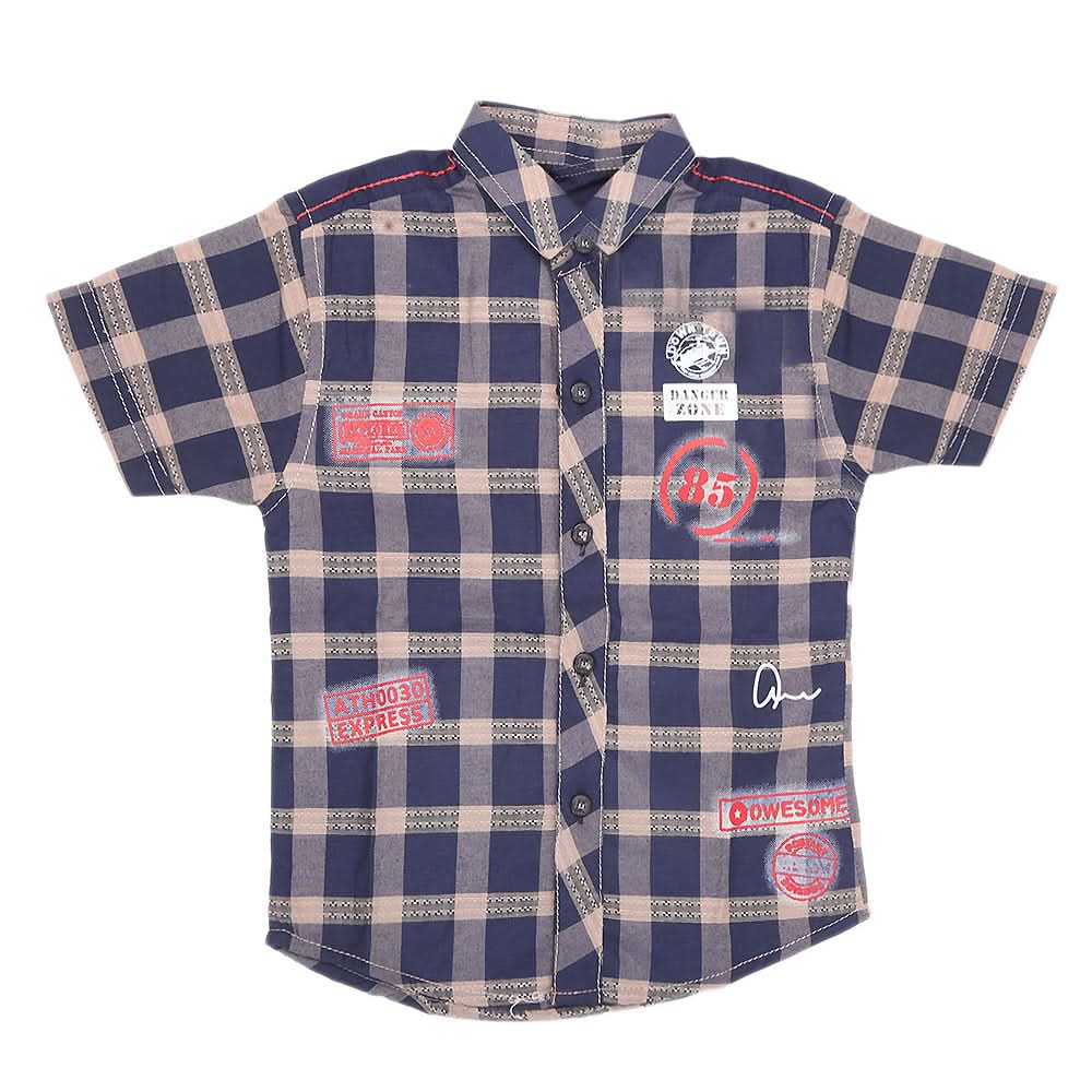 Boys Half Sleeves Casual Shirt - Navy Blue, Kids, Boys Shirts, Chase Value, Chase Value