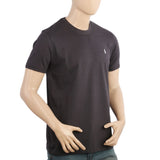 Men's Half Sleeves Round Neck Logo T-Shirt - Grey, Men's T-Shirts & Polos, Chase Value, Chase Value
