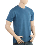 Men's Half Sleeves Round Neck Logo T-Shirt - Steel Blue, Men's T-Shirts & Polos, Chase Value, Chase Value