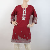Women's Embroidered Kurti With Lace - Maroon, Women, Ready Kurtis, Chase Value, Chase Value