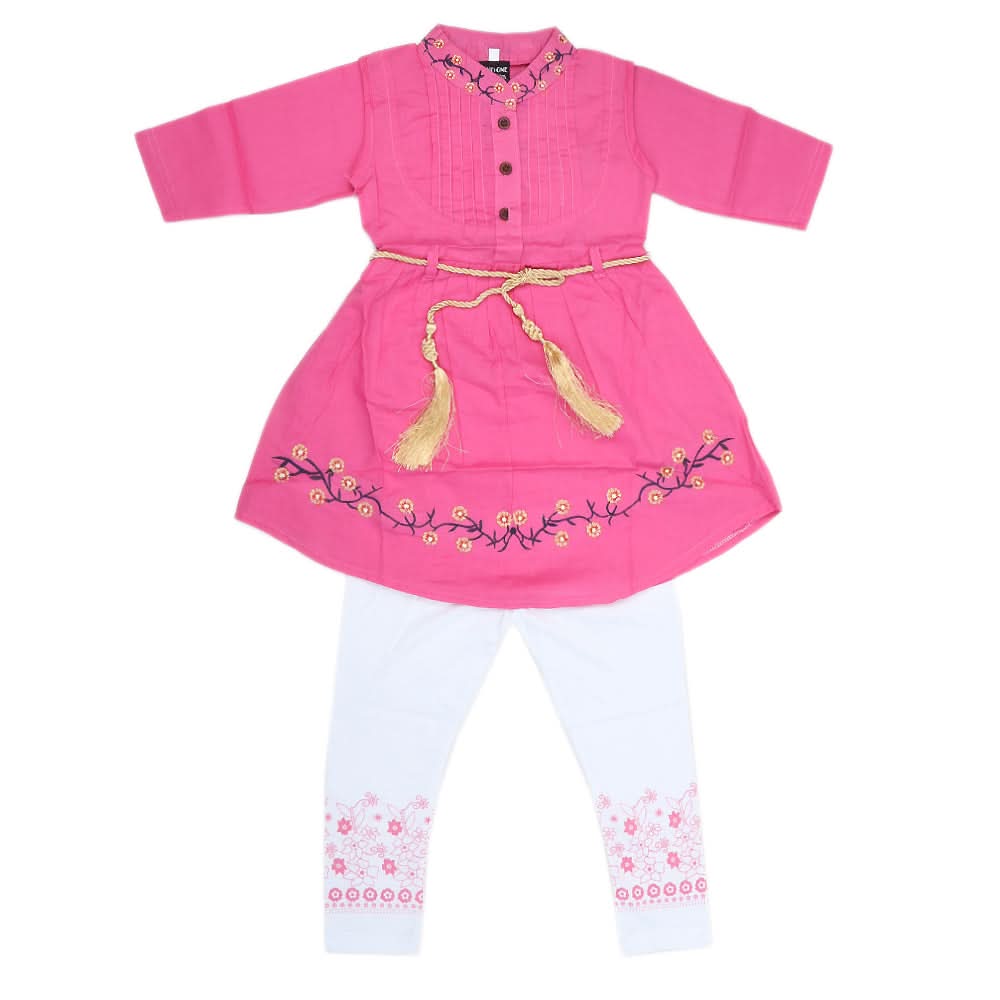 Girls Half Sleeves Suit 277 - Pink, Kids, Girls Sets And Suits, Chase Value, Chase Value