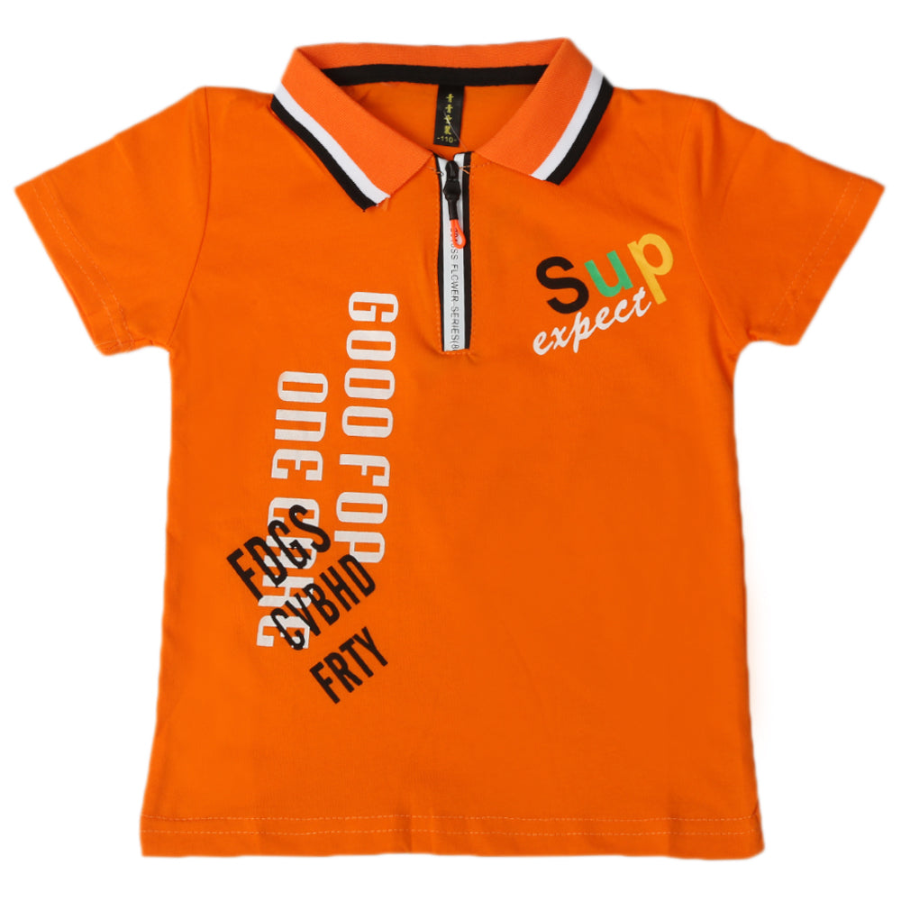 Boys Half Sleeves Polo T-Shirt - Orange, Boys T-Shirts, Chase Value, Chase Value