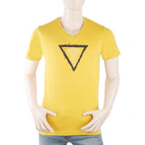 Men's Round Neck Half Sleeves T-Shirt - Mustard, Men, T-Shirts And Polos, Chase Value, Chase Value