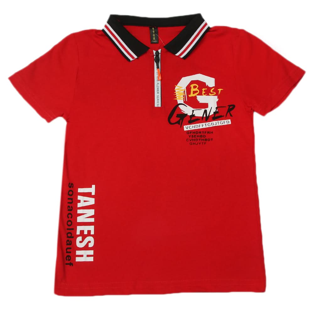 Boys Half Sleeves Polo T-Shirt - Red, Boys T-Shirts, Chase Value, Chase Value