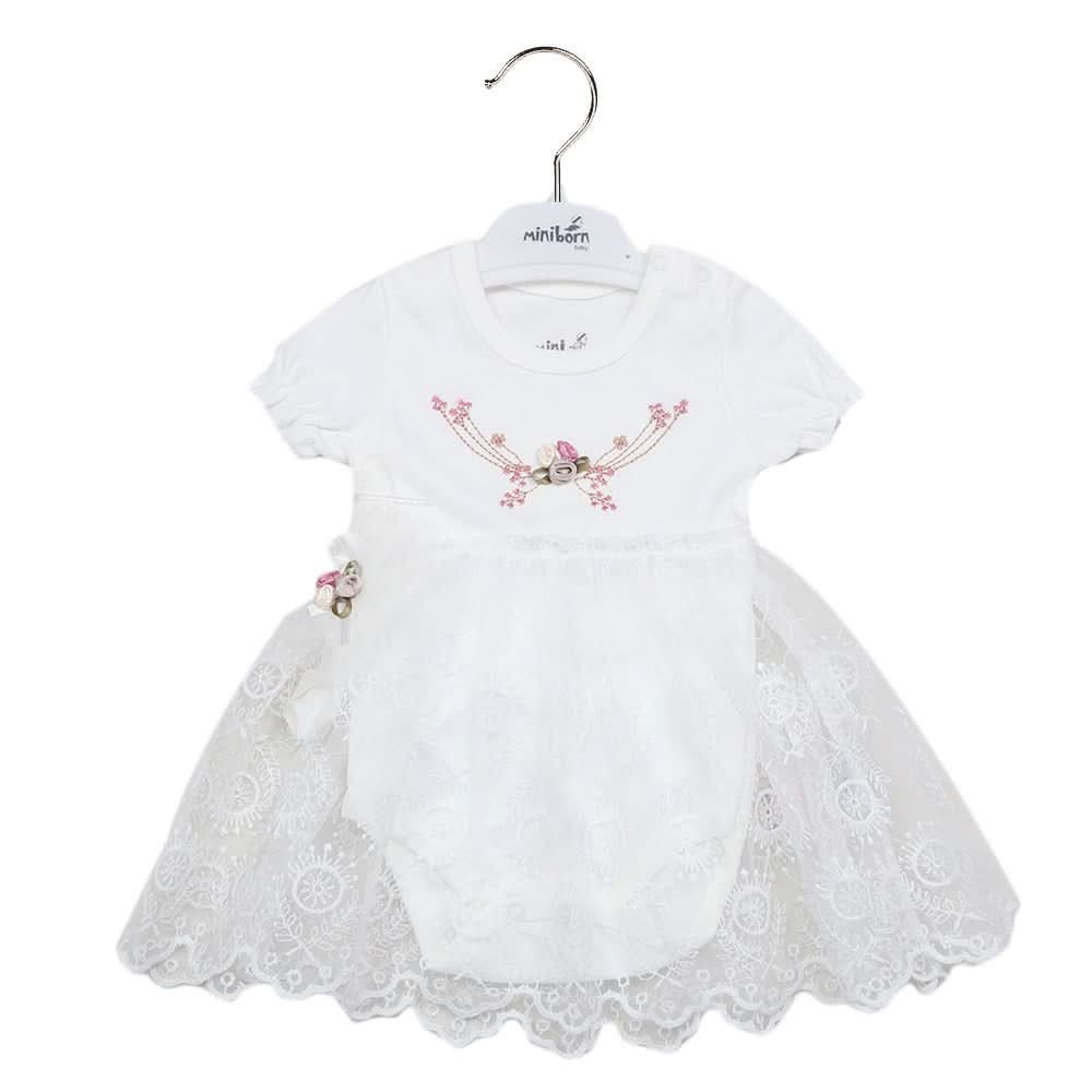 Newborn Girls Half Sleeves Romper - White, Kids, Newborn Girls Rompers, Chase Value, Chase Value