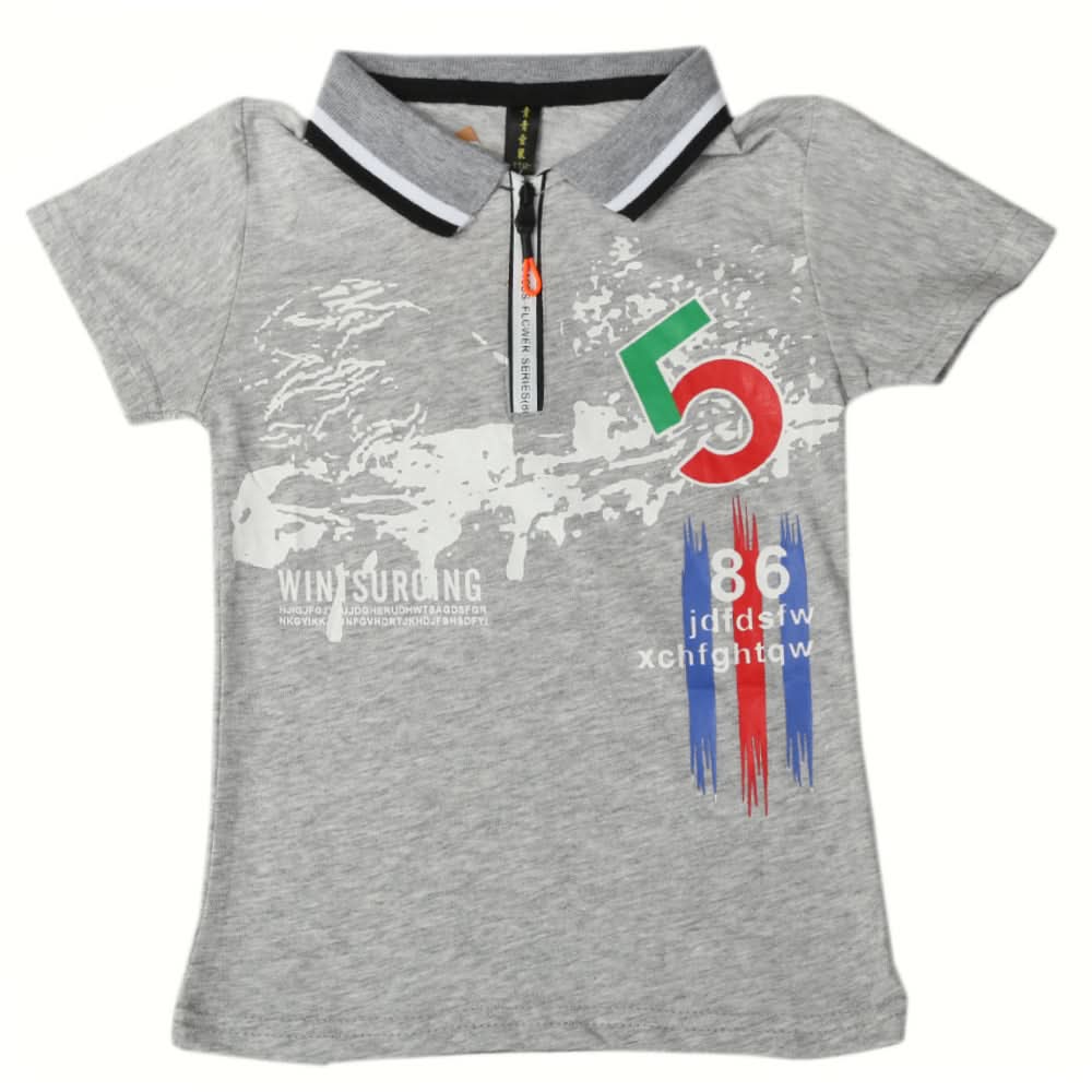 Boys Half Sleeves Polo T-Shirt - Light Grey, Boys T-Shirts, Chase Value, Chase Value
