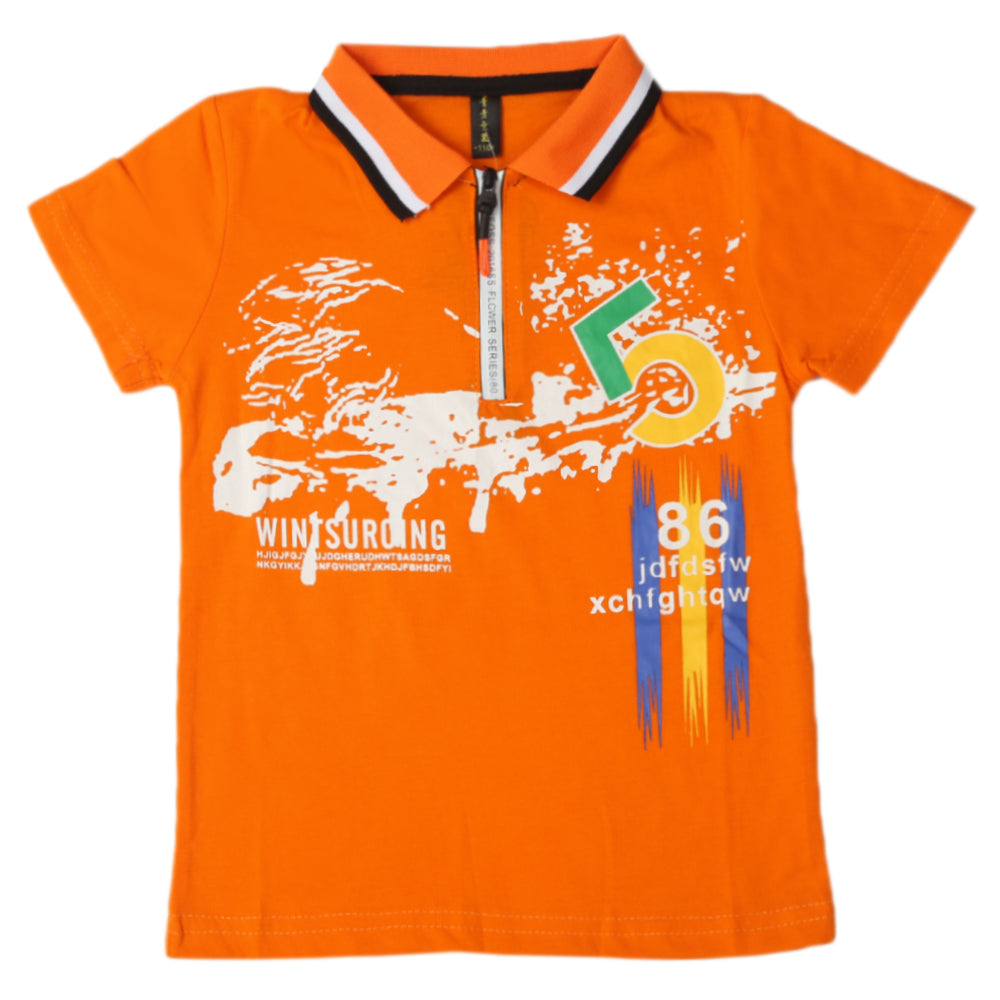 Boys Half Sleeves Polo T-Shirt - Orange, Boys T-Shirts, Chase Value, Chase Value